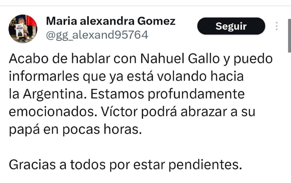 Liberaron al gendarme argentino Nahuel Gallo